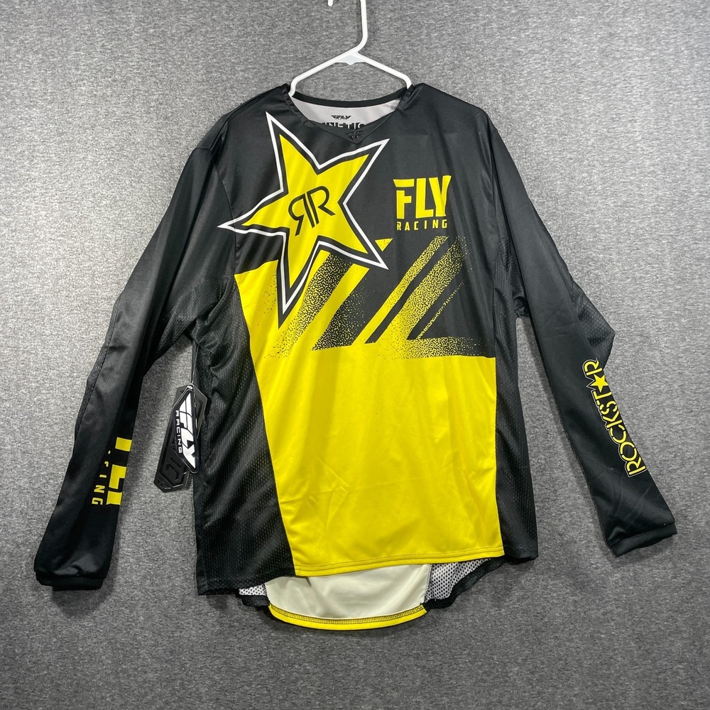 Fly Racing Kinetic Mesh Jersey ROCKSTAR Edition Mens XL Yellow Black FLAWS